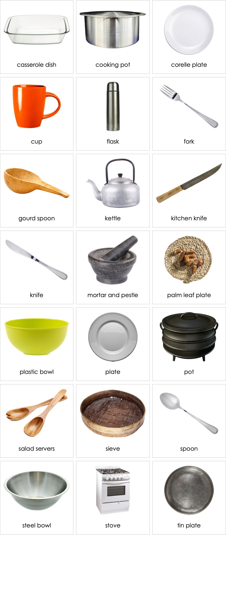 Cooking Utensils List