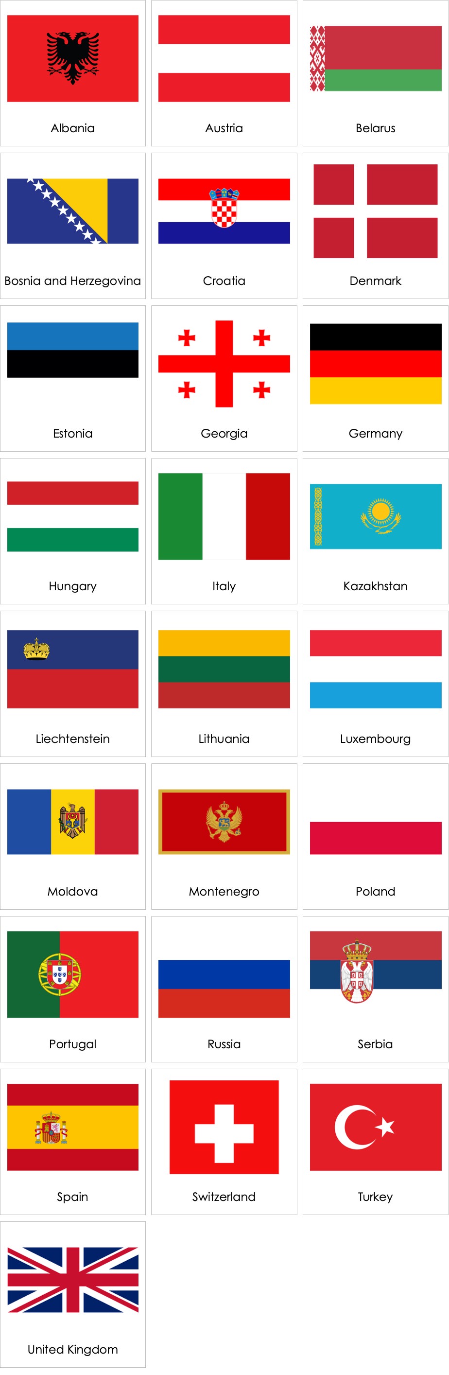 European Countries Flags