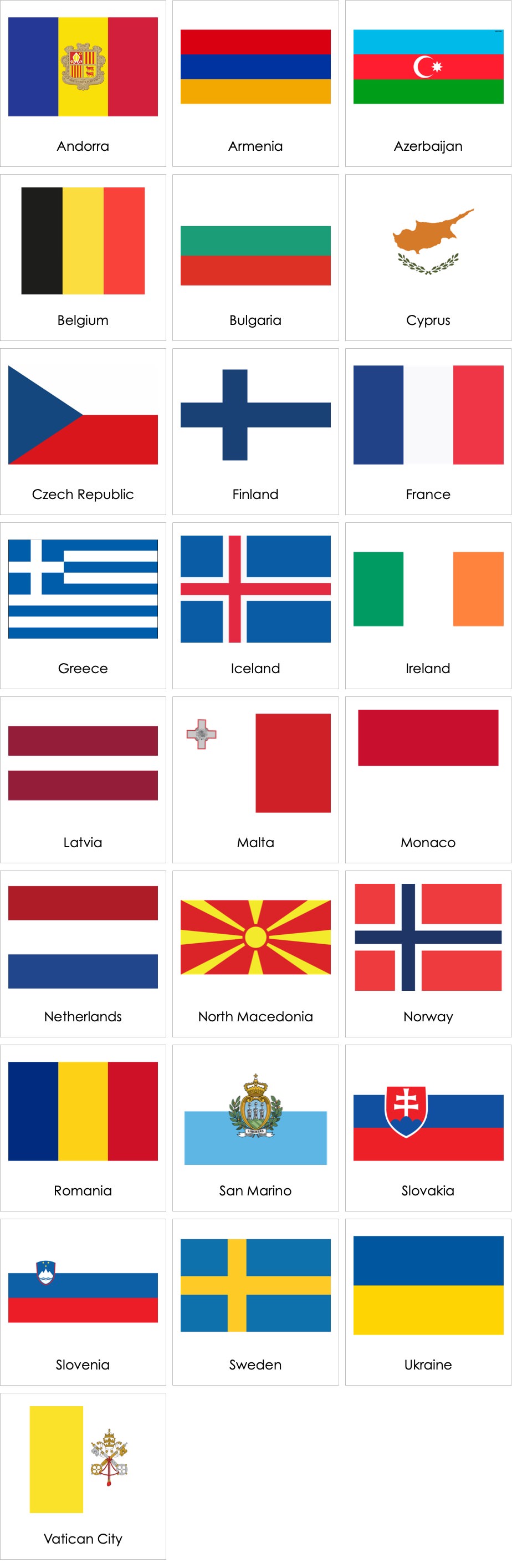 Europe Flags Countries